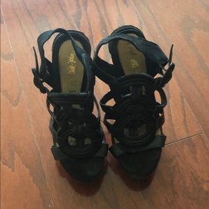 L.A.M.B. Black Strappy Heels